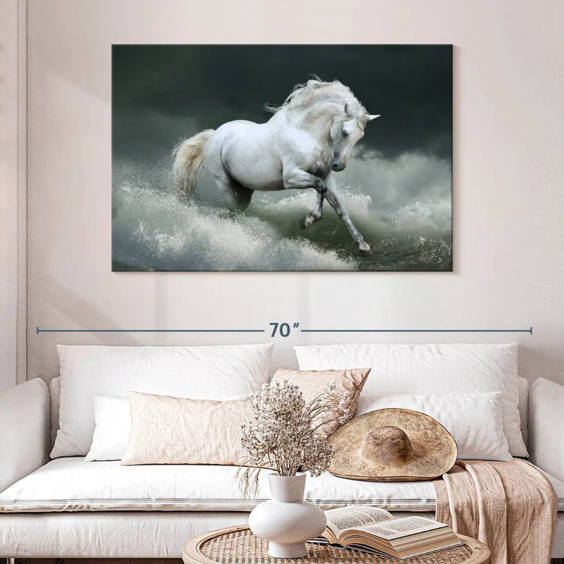 Cheval blanc Brampt, H 32 po x l 48 po