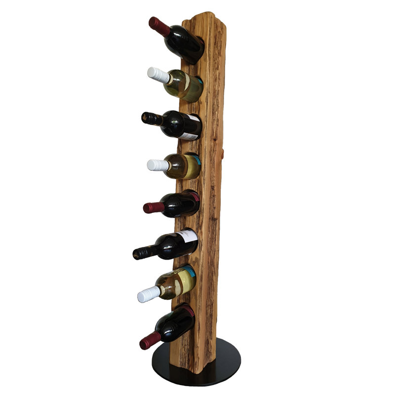 Belfry Kitchen - Rustic wine stand, wine rack, wine holder Made of solid wood; Made by hand For 8 bottles of wine; Height 113 Cm, Diameter 30 Cm; Driftwood look; Country style; Decorative unique specimen