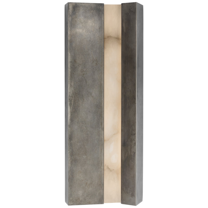 Anne-Marie Barton Austera 32" Sconce with Alabaster, Mottled Pewter, 20" H x 8" W x 3.25" D