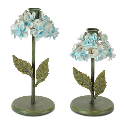 Bougeoir en métal sculpté Hydrangea (ensemble de 2)
