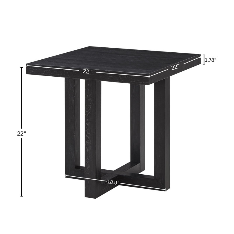 Table de bout contemporaine Luno, H 22 po x l 22 po x P 22 po, Noir, Bois