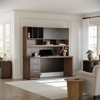 Bureau d'ordinateur 71 po avec huche, prise de courant et 3 tiroirs Adonia Adonia