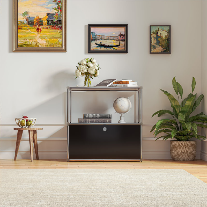 Rangement avec table de chevet et classeur, Noir