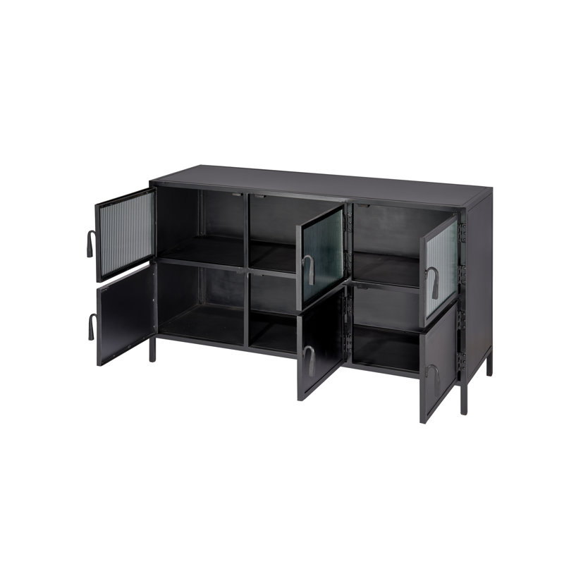 Black Metal and Glass 50'' Industrial Sideboard with Storage