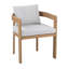 Chaise de salle à manger Outddor et aluminium d'intérieur, structure en teck avec coussin gris clair, ensemble de 2