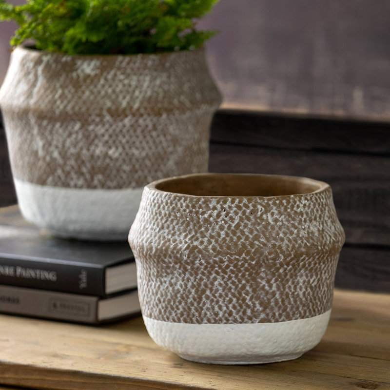Rustic Modern Planter, 6.75" H x 6.25" W x 8.5" D