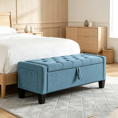 Ottoman with Storage, Storage Ottoman Bench with Safety Hinge 350 lbs Weight