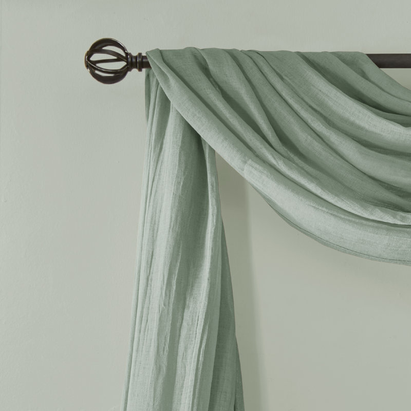 Cream 216" Crushed Sheer Window Scarf with Tabs
