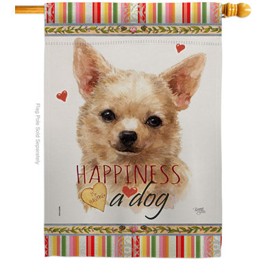 Bannière de décoration décorative recto-verso noire pour chien «Happiness House» 28 x 40 pouces
