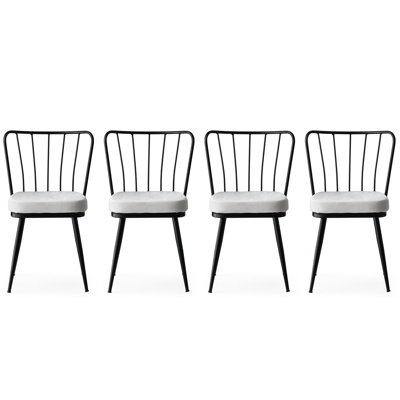 Ensemble de chaises élégantes en velours noir et métal, 16,9 po x 32,3 po x 16,5 po | Structure 100% métal, tissu de velours et panneau de particules enduit de mélamine | Parfait pour les salles à manger industrielles modernes et la décoration intérieure, capacité de 386 lb