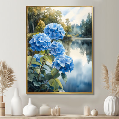 Hydrangeas At The Farm Pond - Hydrangea Wall Art for Living Room
