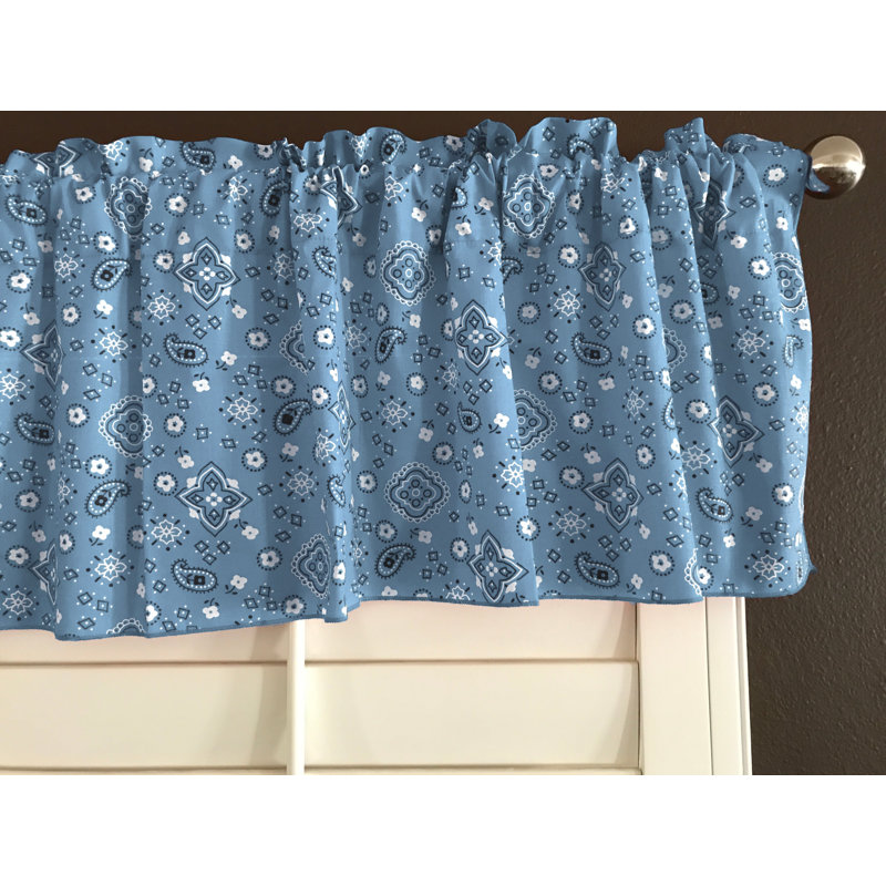 Cantonnière à imprimé cachemire Bandanna, Bleu clair, L 58 po x L 14 po