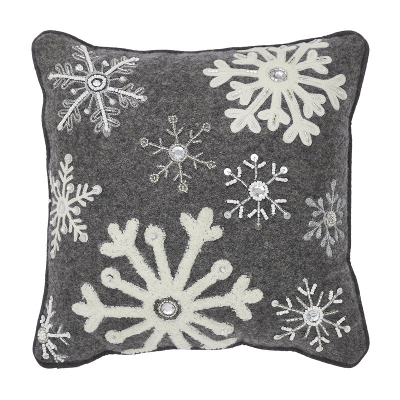 Coussin en feutre gris festif 12 x 12