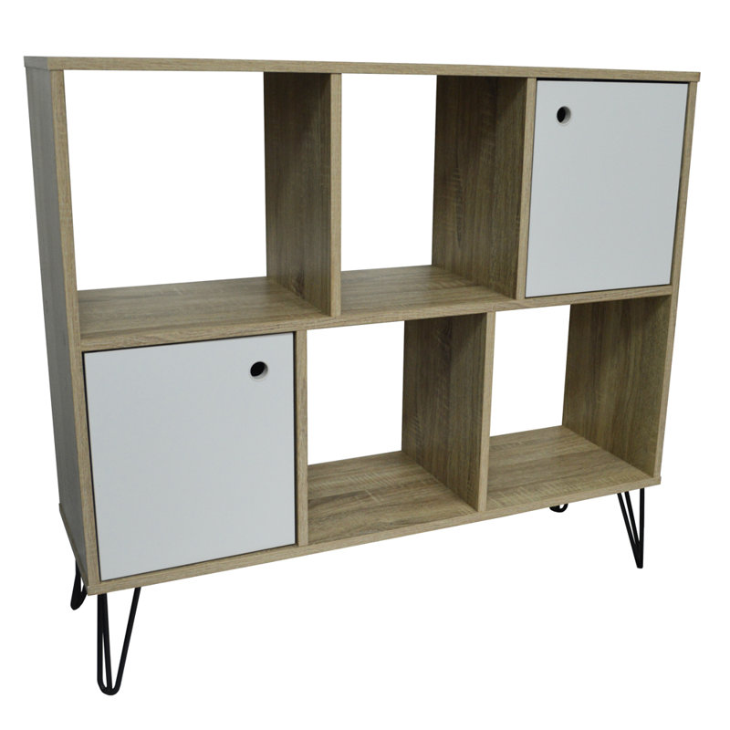 40731 87cm H x 98.5cm W Cube Bookcase, Oak/White