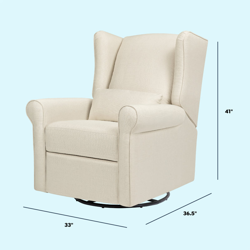 Natural Oat Swivel Recliner with Timeless Wingback Design