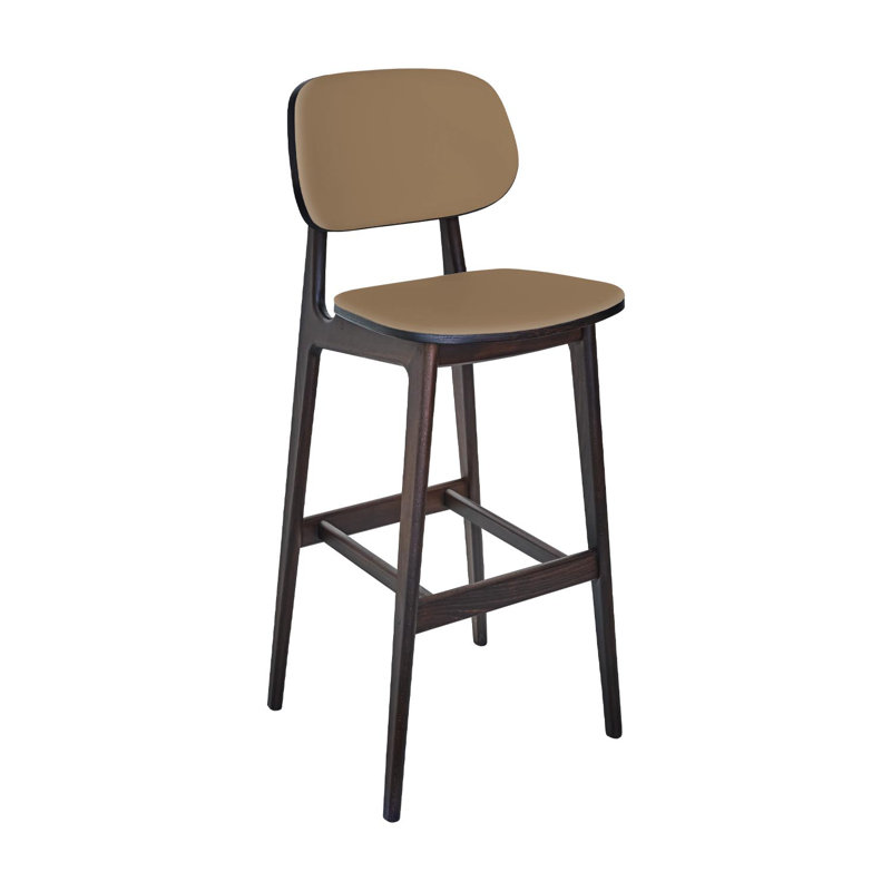  Tabouret Emma - siège et dossier revêtus de noix de cajou de qualité 4, Brun, Noix de cajou