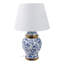 Lampe de table à imprimé d'oiseaux en céramique et floral avec accents pour la chambre à coucher, le salon, le bureau et le décor traditionnel glam - 19 po - bleu, blanc, or