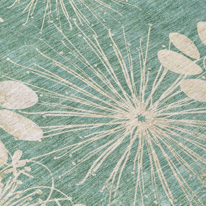 Machine Washable Indoor/Outdoor Kaczor ACN2225 Floral Rug, Rectangle 10' x 14'