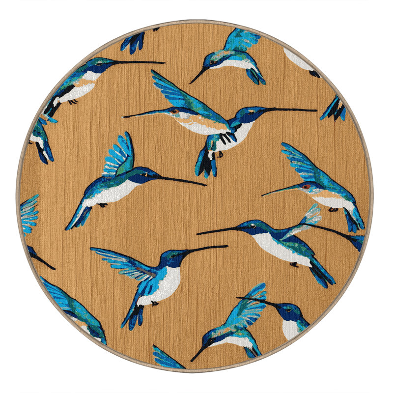  Washable Hummingbirds Hawaiian Area Rug, Rond 5 pi