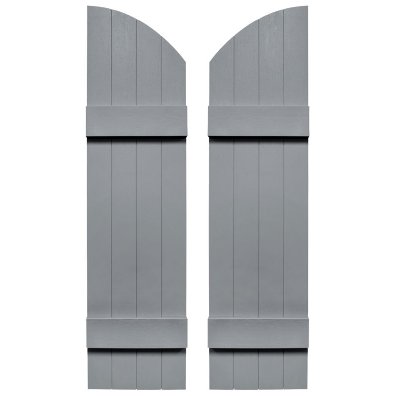 Builders Edge, paire de volets standard à quatre planches jointes avec arche, planche-n-lattes, 53 po, Platine