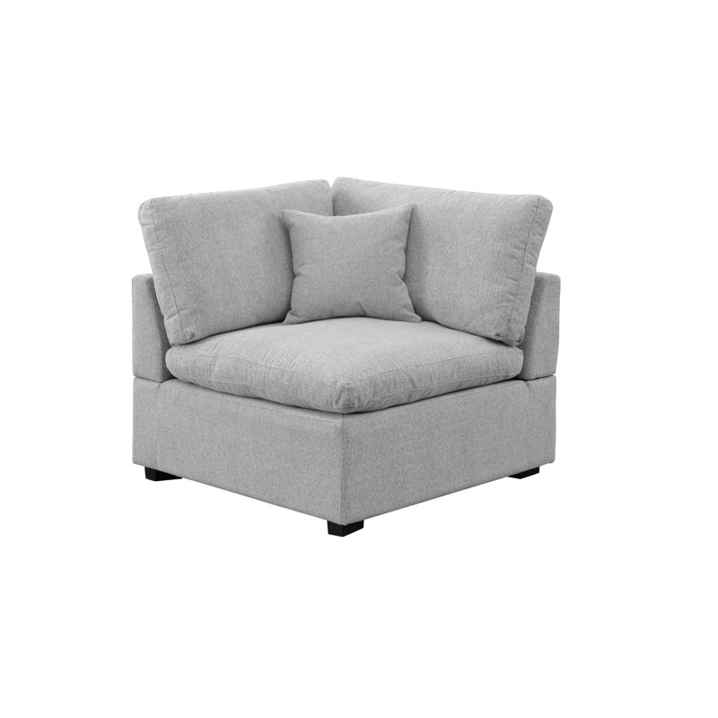 Upholstered Chenille Corner Chair Module, Light Gray