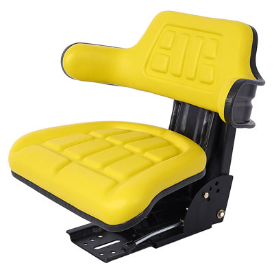 Universal Tractor Suspension Seat with Tilt Mechanism, Yellow Steel Frame for Ford/New Holland Compatibility