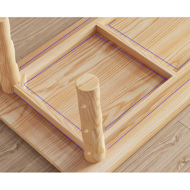 Modern simple rectangular solid wood table set, Natural, 29.5"H x 78.7"L x 31.4"W