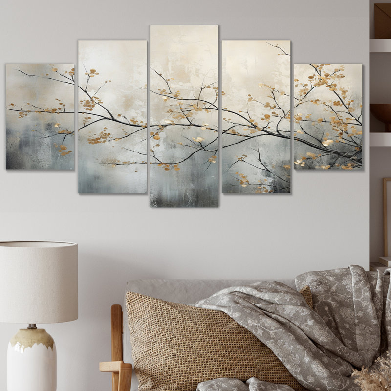 Corda - impression sur toile florale - 5 panneaux