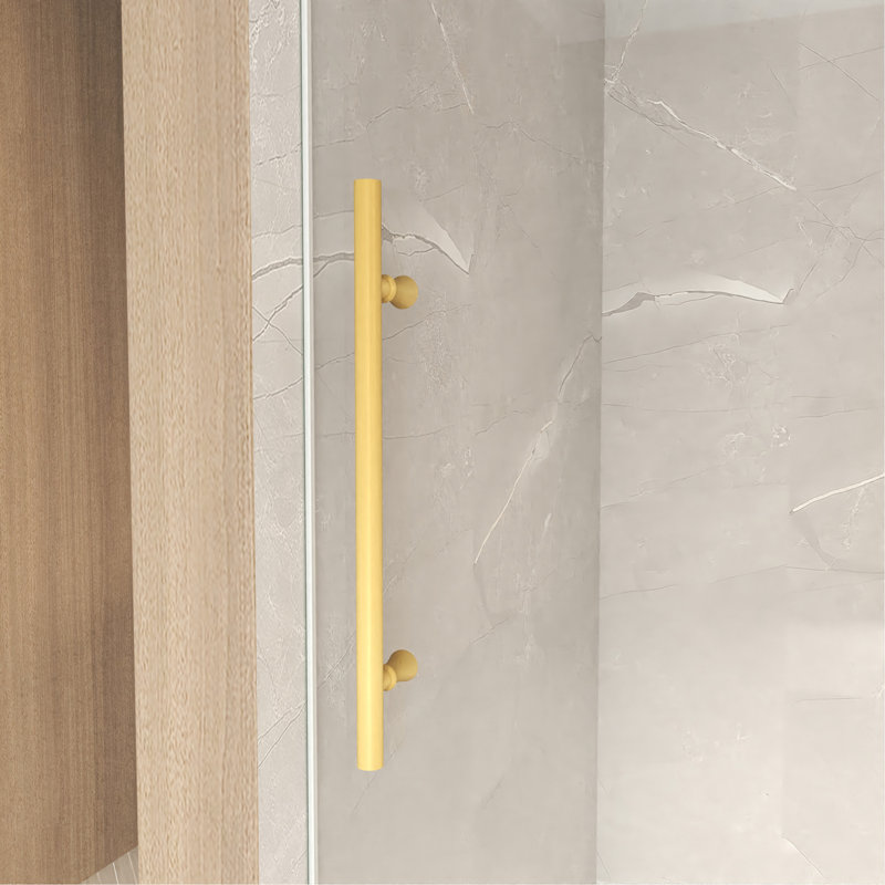 Porte de douche coulissante sans cadre H 50 à 54 po x 76 po, verre trempé transparent de 5/16 po (8 mm), cadre en acier inoxydable, or brossé