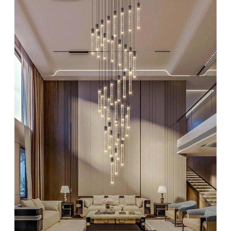 Lustre en cristal, Noir, 36, H 196 po x l 27,5 po x P 27,5 po