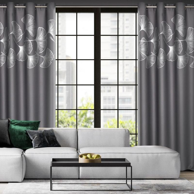 Sroka Semi Sheer Curtains Single Panel, Graphite