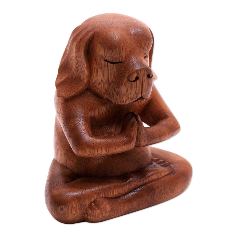 Figurine en bois yoga beagle Madelina