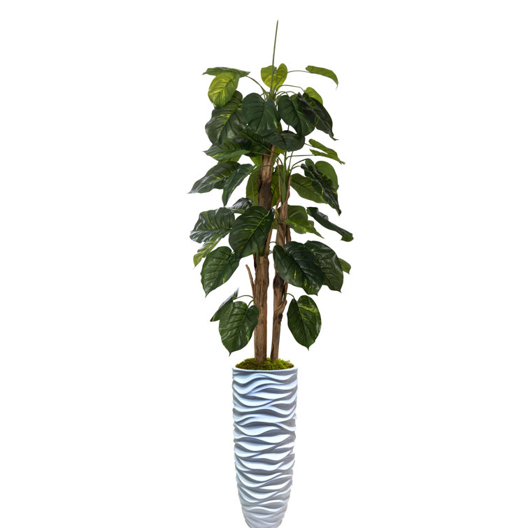 Panama 88'' Faux Devil's Ivy (Scindapsus Aureus) Tree in Planter