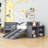 Twin Low Loft Bed with Slide, Movable Shelves and Guardrails-338000213
