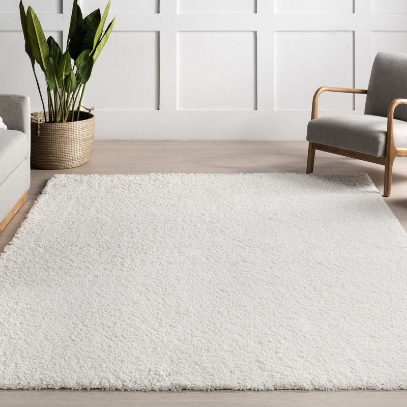 Brittney Shag Performance Solid Color Rug, Rectangle 3' x 5', Ivory