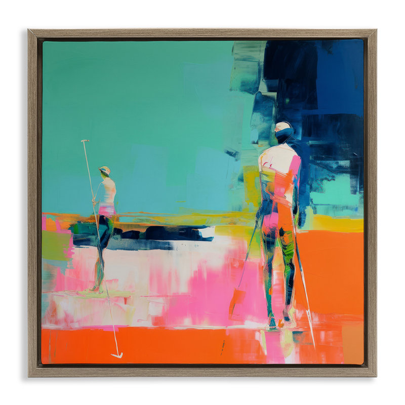 «Golf Course View», art mural encadré flottant par Irena Orlov, H 25 po x l 25 po, Cadre flottant orme Montalcino