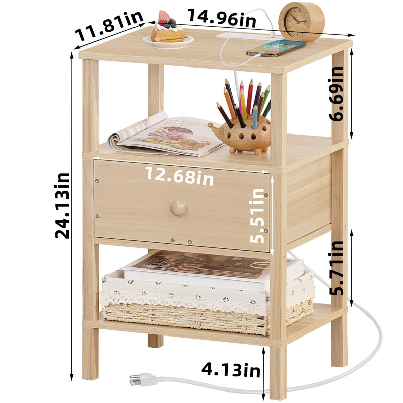 Table de bout Bodcaw, Naturel, H 24,13 po x l 14,96 po x P 11,85 po