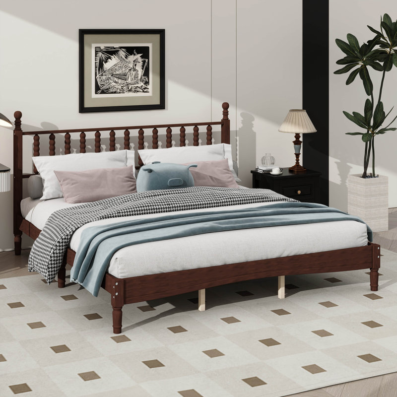Lit plateforme en bois avec tête de lit style gourde, Très grand lit