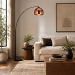 Perlis Modern 67" Arc Floor Lamp with Curved Metal Shade, Weighted Marble Base & Foot Switch for Living Room or Bedroom
