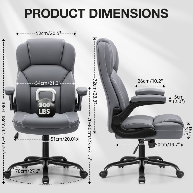 Fauteuil de direction ergonomique avec accoudoirs rabattables, Gris