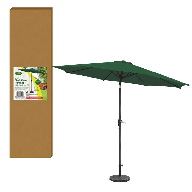 Annetha 2M Parasol Crank & Tilt 6 Ribs, Dark Green, 200cm H x 250cm W x 250cm D