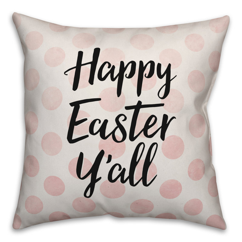  Coussin à pois Joyeuses Pâques, Polyester / Bourre en polyester, 18 po x 18 po