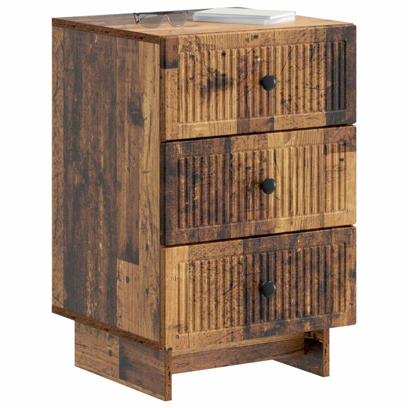 43cm W Manufactured Wood Bedside Table, Old Wood