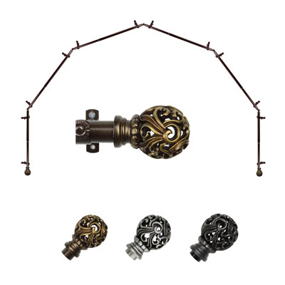 Hardaway Steel Adjustable Bay Window Single Curtain Rod