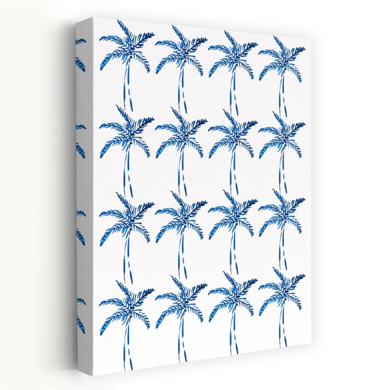 Indigo, palmiers tropicaux, palmier abstrait, art mural côtier, H 48 po x l 32 po