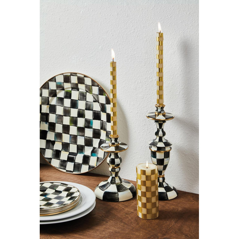 Courtly Check Small Enamel Candlestick
