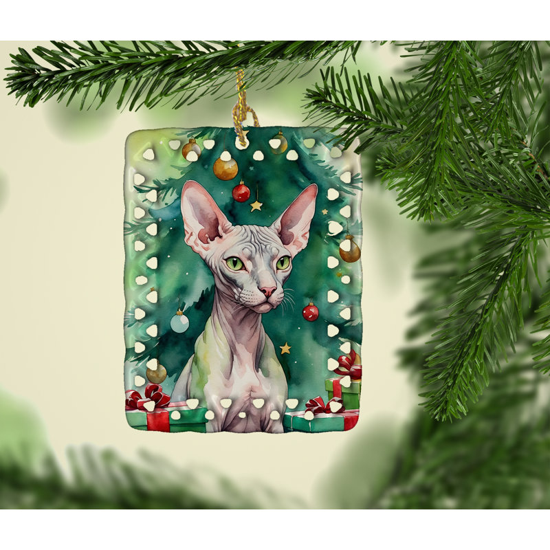 Ornement en porcelaine Donskoy Don Sphynx, Chat Donskoy Don Sphynx