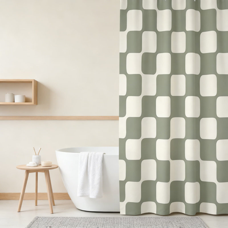 Ensemble de rideau de douche Retro, Vert