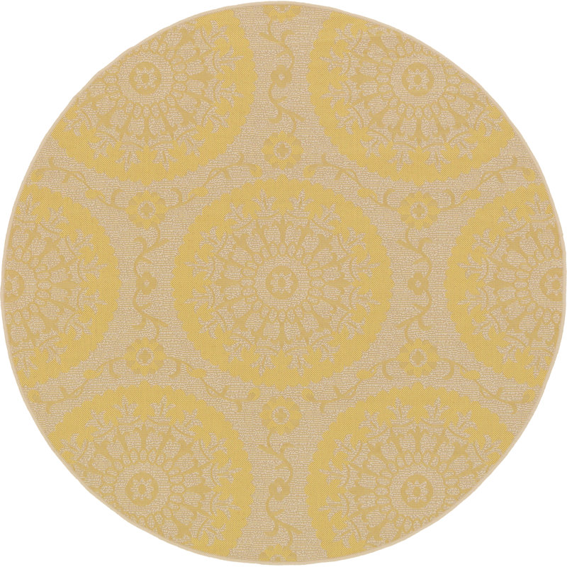 Tapis intérieur / extérieur jaune Storino, Rond 6 pi 1 po