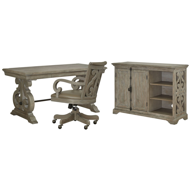 Writing Desk With Chair Printer Stand, 3 Pieces: Desk, Chair, Storage Cabinet